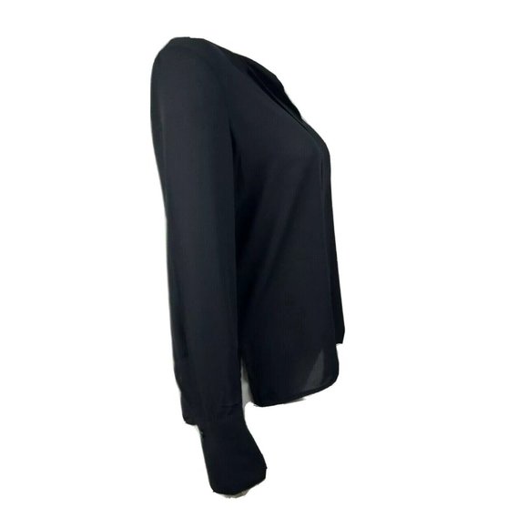 ANN TAYLOR LOFT Outlet Solid All Black Sheer Top Womens Size S Small - Picture 4 of 6